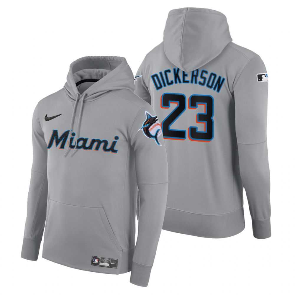 Men Miami Marlins 23 Dickerson gray road hoodie 2021 MLB Nike Jerseys
